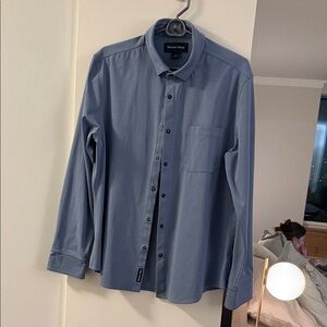 Mizzen+Main Blue Athletic Dress Shirt